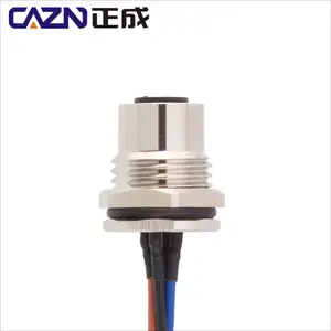 M12 Waterproof IP67 Screw Threaded Coupling Sensor Connector Female Socket 4 5 8 Pins M12 Panel Back Mount Wire Cable Connector