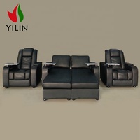 Canapé inclinable électrique pour home cinéma moderne VIP Club en cuir Chaise noire extensible avec structure en métal et cuir synthétique rembourré