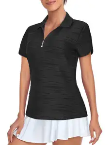 Custom Zip-up Polo Shirt Casual Style Breathable And Quick Dry Knitted Weave Tops Women's Embroidered POLO Shirt