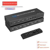 Conmutador KVM Hardrock 4X2 con Entradas USB 2.0, 4 Puertos, Pantalla Dividida, Operación de Pantalla Cruzada 4K30Hz, Certificado FCC/CE/RoHS, en Stock