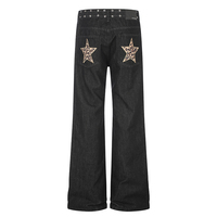 Pantalons pour hommes et femmes de style américain avec rivets métalliques robustes et design patchwork tendance, pantalons en jean déchirés pour hommes