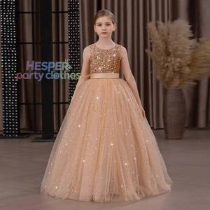 Vestido Largo de Tul para Niñas HP, Estilo Princesa, para Damas de Honor, Bodas, Recitales de Piano, Presentaciones, Fiestas de Cumpleaños - Product Image 1