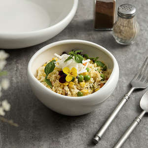 White Ceramic Tableware Restaurants Large Size Deep Porcelain <b>Soup</b> Salad Bowls Personable Dishes Plates Commercial Use - Product Image 2