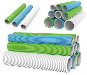 <span class=keywords><strong>Sky</strong></span> Blue 110MM HDPE Tubo corrugado de doble pared Antiestático Antibacteriano para sistema de conductos de aire industrial Solución de diseño gráfico - Product Image 2