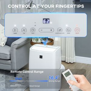 12000 BTU Portable Air Conditioner with Cool Dehumidifier Fan 24H <b>Timer</b> UK & EU <b>Plug</b> for Rooms & Cars Window Kit Included - Product Image 6