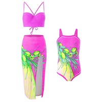 Vente en gros de nouveaux maillots de bain parent-enfant par les fabricants Ensemble trois pièces Jupe de hanche Maillot de bain Bikini J2418