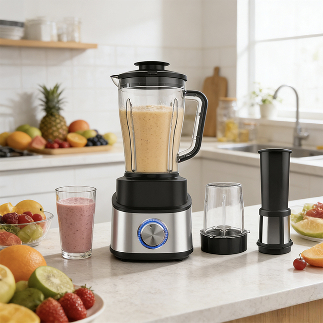 Multifunction Home Blender With 4 Interchangeable Cups for Smoothies Baby Food Frozen Drinks and Vegetable Chopping