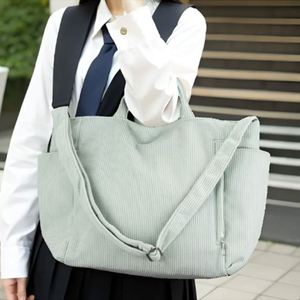 Custom Large Corduroy Crossbody <b>Shoulder</b> Bag Lady Women Durable Zipper Adjustable <b>Strap</b> Handcrafted Embroidered Messenger Travel - Product Image 2