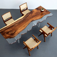 Table de salle à manger et de café minimaliste en forme de barre, en époxy et bois massif de noyer sud-américain, pour bureau et maison