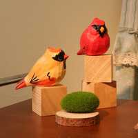 Animaux en bois sculpté décor d'oiseau sculpté Figurines d'oiseaux peints à la main petit oiseau décor à la maison