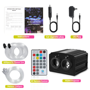 Kit Luce <span class=keywords><strong>Fibra</strong></span> <span class=keywords><strong>Ottica</strong></span> Cielo Stellato 32W RGBW a Doppia Porta con Effetto Scintillante e Meteora per Decorazione Tetto Auto e Soffitto Casa - Product Image 3