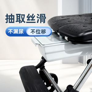 Nouvelle chaise de douche pliable à roulettes, chaise d'allaitement portable trois en un pour usage intérieur, en alliage d'aluminium noir et gris YL 905 - Product Image 3