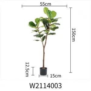 도매 가짜 Ficus Lyrata 바이올린 무화과 나무 인공 ficus 나무 banyan 식물 나무 실내 장식