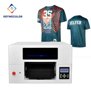 Refinecolor डबल सिर उच्च गति टी शर्ट मुद्रण मशीन पर कपड़े के लिए Inkjet कपड़े A3 DTG प्रिंटर टी शर्ट