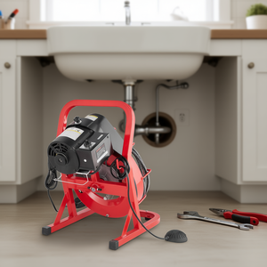 Máquina limpiadora de desagües de 50 pies y 3/8 pulgadas con alimentación manual y 4 cortadores para limpieza de desagües - Product Image 2