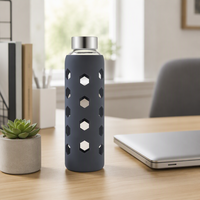 Bouteille d'eau en verre borosilicate 550/750 ml avec manchon en silicone, verres à thé anti-fuite, verre à jus portable pour le yoga et le bureau
