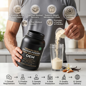 Poudre Protéinée Aromatisée pour Adultes Halal, Direct Usine, MOQ Flexible, Saveur Exceptionnelle, Végétalienne/Protéine de Lactosérum, Gestion du Poids, Repas Protéiné - Product Image 2