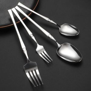 Ensemble de couverts réutilisables en acier inoxydable, écologiques et durables, pour mariage, couteau à steak, fourchette, cuillère à dessert, vaisselle de luxe moderne - Product Image 3