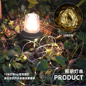 Luz LED para camping de exterior, 123 mm de altura, tira de luz ambiental recargable con cable de 10 m para iluminación de tiendas de campaña - Product Image 3