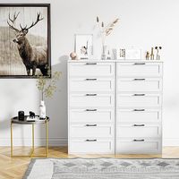 Commode 6 tiroirs, commode blanche pour chambre à coucher, commode haute armoire moderne