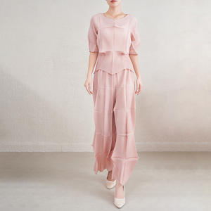 Fashion Design Black Textured <b>Pleated</b> Wide Leg Pants <b>Women</b> Loose Slim Drape Casual <b>Trousers</b> Bazar Wholesale Bulk Clothing - Product Image 2