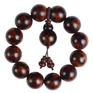 Bracelet en bois de rose laotien, perles rondes de 20 mm, huile noire, matériau ancien, style ethnique, bijou cadeau, origine Hangzhou - Product Image 5