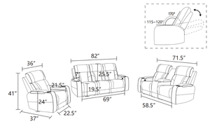 Hot Sale Leather Reversible Headrest <b>LED</b> Lights Power Sofa Set Recliner Function Apartment Living Room Furniture - Product Image 5