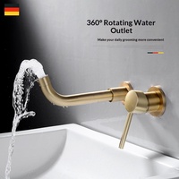 Robinet de lavabo encastré en laiton à poignée unique pour eau chaude et froide, mural, pour lavabo en céramique