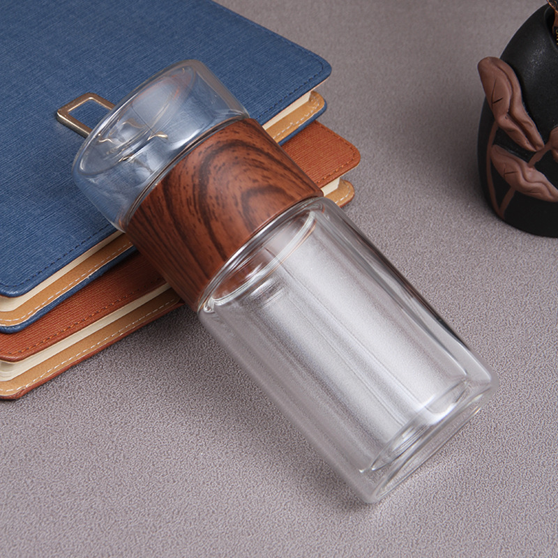 Support customization Tea separation cup tea cup high borosilicate double layer glass water bottle
