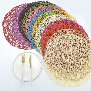 Napperons de table ronds écologiques en corde de papier tressée colorée, vente en gros à prix abordable, napperons de Noël - Product Image 5
