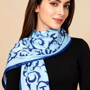 Pañuelo Hijab Cuadrado de Estilo Étnico 140*140cm, Chifón, Geométrico, Versátil y Elegante - Product Image 5