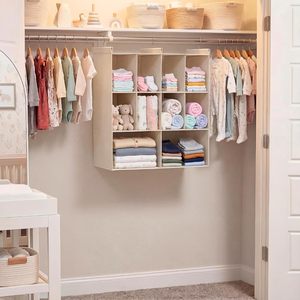 Organizador de armario colgante con 10 compartimentos y 3 ganchos para almacenamiento en el dormitorio, diseño minimalista, tela no tejida - Product Image 2