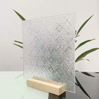 Verre décoratif à motif Camélia transparent à faible teneur en fer, avec fleurs pressées, vitrail teinté, anti-UV, haute résistance pour salle de bain