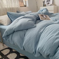 Parure de lit élégante 4 pièces tissée imprimée moderne, couleurs unies de qualité, drap plat et taies d'oreiller, confort toutes saisons 400TC