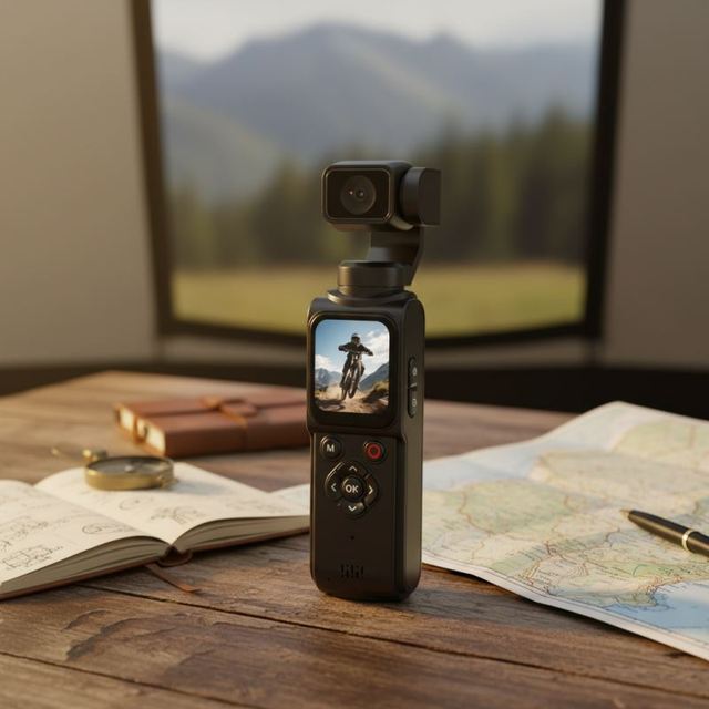 4K Pocket Gimbal Camera Handheld Stabilized Camcorder 64MP 330° Auto-Tracking Rotation 1.7-inch Touchscreen for Vlogging