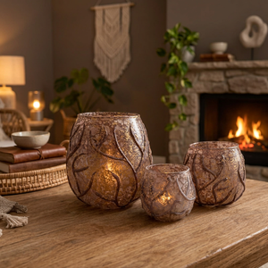 Portavelas Decorativo de Vidrio, Portavelas Redondo de Vidrio Mercurizado, Decoración Rústica para el Hogar, Decoración de Mesa Interior - Product Image 3