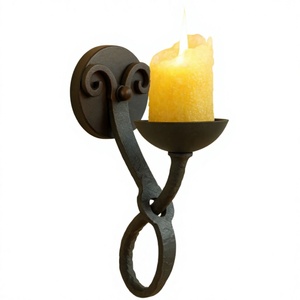 Minimalist Iron Wall Mounted Candle Holder Black Finished Perfect For Home Christmas Holiday <b>Lighting</b> Decor Wall <b>Sconce</b> - Product Image 1