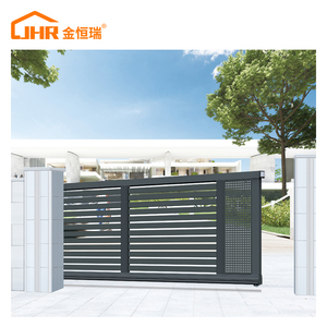 Porte coulissante incurvée pliable en aluminium moderne JHR avec crémaillère en nylon et serrure intelligente pour portails d'entrée - Product Image 5