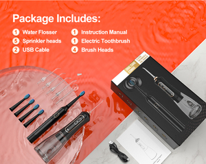 Para Fairywall Portable Cordless USB Escova de Dentes Elétrica Recarregável Dental Water Flosser Set Soft IPX7 para Viagem Doméstica <span class=keywords><strong>Oral</strong></span> - Product Image 6