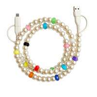 Câble de charge FASHLINK en gros 4-en-1 avec perles, chargeur de téléphone en cristal couleur personnalisée USB Type C, faible MOQ