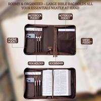 Housse de Bible en cuir de buffle grainé, avec logo personnalisé en relief croix, pochette zippée, plusieurs tailles, étui de voyage fait main pour les utilisateurs chrétiens
