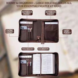 Funda para <span class=keywords><strong>Biblia</strong></span> de Cuero de Búfalo con Grabado de Cruz, Logotipo Personalizado, Bolsillo con Cremallera, Varios Tamaños, Hecha a Mano, Estuche de Viaje para Cristianos - Product Image 3