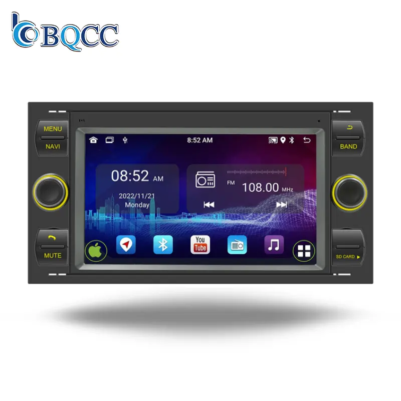 BQCC 7 "Android12 CarPlay 1/16G 2/32G 자동차 자동 라디오 멀티미디어 스테레오 포드 Mondeo S-최대 초점 C-MAX 갤럭시 피에스타 교통