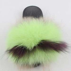 94-131 Claquettes en fourrure de <span class=keywords><strong>renard</strong></span> véritable pour chaussons Chaussons en fourrure verte pour enfants Tout-petits Poids léger pour les saisons d'hiver et d'été - Product Image 5