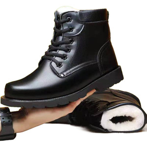 Bottes de neige pour hommes importées de Russie, en cuir isolé en laine épaisse, chaussures de travail pour temps froid, talon moyen, couleur unie, noir, 38-46 - Product Image 3