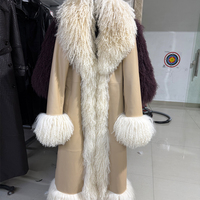 Veste en fourrure de mouton véritable de haute qualité, manteau en fourrure bordeaux pour femmes, manteau long en fourrure de Mongolie