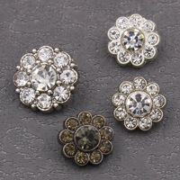 Aksesori pakaian berlian kancing Shank kristal Aloi bentuk bunga bulat gaya Floral