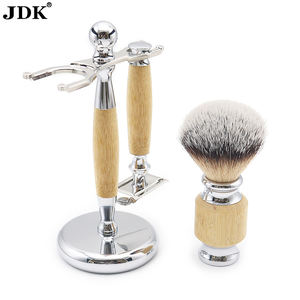 JDK New Design 3cp <span class=keywords><strong>Set</strong></span> di pennelli da <span class=keywords><strong>barba</strong></span> manico in bambù <span class=keywords><strong>Set</strong></span> di rasoio da barbiere per la cura della <span class=keywords><strong>barba</strong></span> - Product Image 2