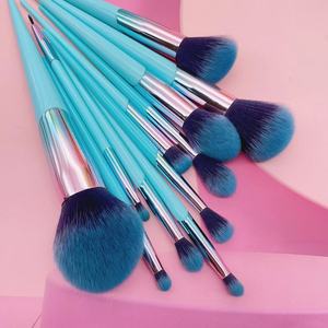 Blue Wood Handle Powder Makeup <b>Brush</b> Synthetic Hair Aluminum Ferrule Concealer Shaving Daily Face <b>Brush</b> Tool - Product Image 4
