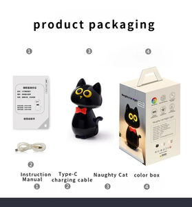 Luce Notturna RGB a 7 Colori a Forma di Gatto Carino per Soggiorni, Dimmerabile con Controllo Touch, Lampada da Comodino Ricaricabile USB per Bambini e Neonati - Product Image 5